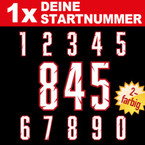 Startnummern Motocross " schmale " Motorrad Zahlen Engschrift zweifarbig Ziffern Kart Nummern Enduro 6 7 8 9 10 11 12 13 14 15 cm