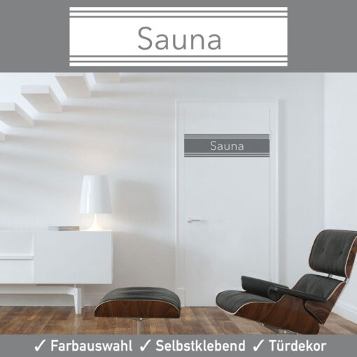 Startbild Aufkleber Türtattoo Sauna in vielen erstklassigen Farben und matter Oberfläche