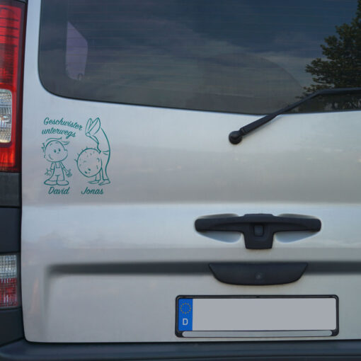 Beispiel- Kinder auto Aufkleber Geschwister