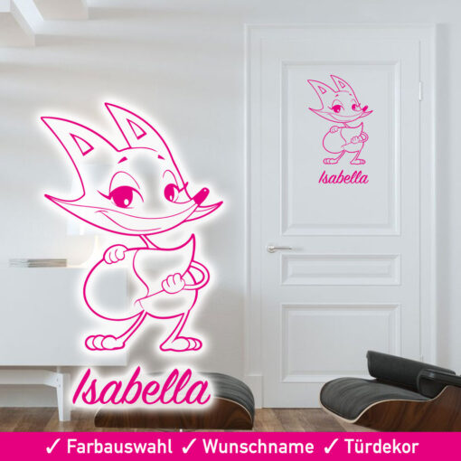 Startbild Tür Aufkleber Kinderzimmer Fuchs mit Wunschname