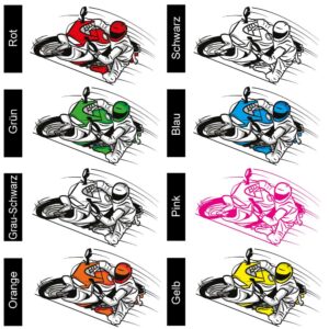 Motorrad Tasse Racing Farbübersicht