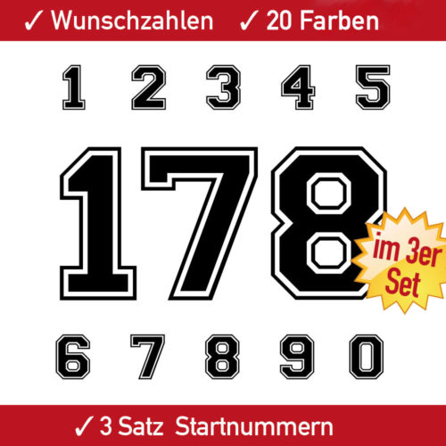 MX Startnummern Set One Series Standard schwarz 20x25cm 3er Set Nummer 8 