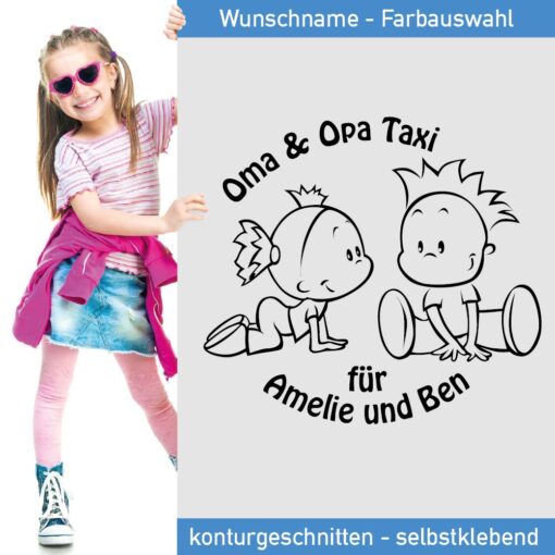 Baby Auto Aufkleber Enkelkinder - Oma und Opa Taxi -