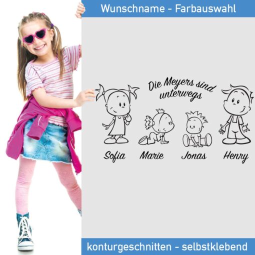 Auto Aufkleber Familie mit Wunschnamen
