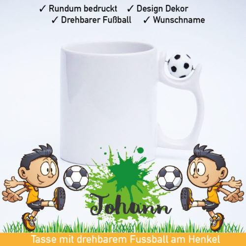 Startbild Fußball Tasse Kinder mit drehbarem Fußball