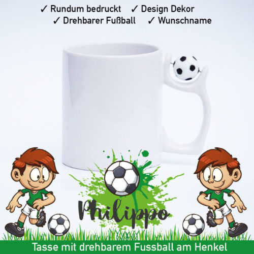 Kinder Fußball Tasse mit Namen