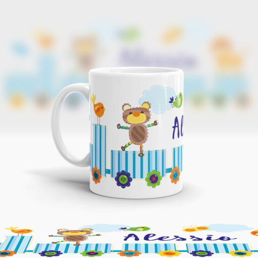 Bruchsichere Kindertasse aus Kunststoff Ansicht links