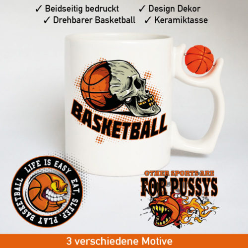 Basketball Logo Tasse mit drehbarem Basketball am Henkel
