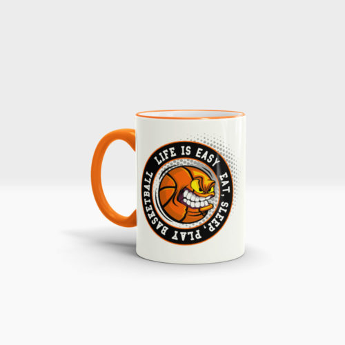 Tasse Basketball mit fies grinsendem Basketball Ansicht links