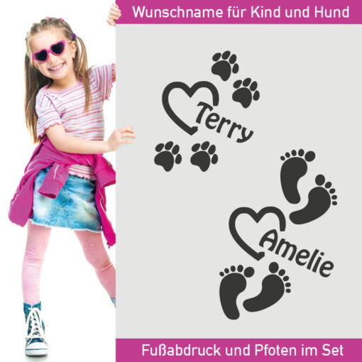 Aufkleber Fußabdrücke Wunschname