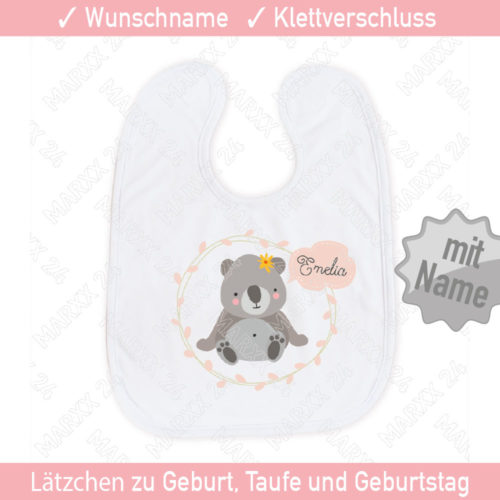 Koala Bär Personalisierte Baby Lätzchen-Jeder Name/Rand Farbe große Babys Geschenk *