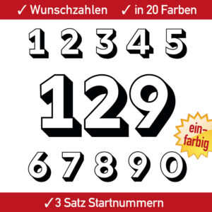 Motocross Optik einfarbige Startnummer MX Enduro BMX Auto Startnummern 4 5 6 7 8 9 10 11 12 13 14 15 cm