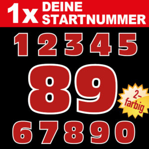 Zweifarbige Startnummern Aufkleber Roller Motorrad Ziffern Zahlen MTB BMX Enduro 4 - 15 cm