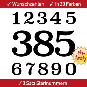 Einfarbige Startnummer Motorsport Motorrad Motocross MX Enduro Auto Zahlen 4 5 6 7 8 9 10 11 12 13 14 15 cm