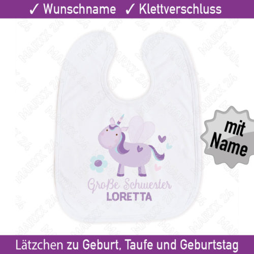 Einhorn Babylätzchen Wunschname