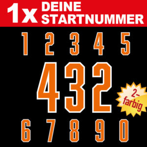 Enduro Aufkleber zweifarbig Engschrift " schmale " Startnummern Motocross Motorrad BMX Radsport 4 - 15 cm