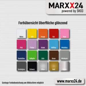 Farbübersicht glänzender Klebefolien für Startnummern