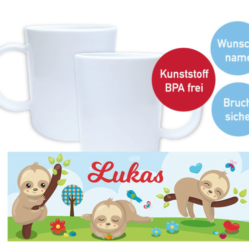 Kinder Kunststoff Tasse mit Namen