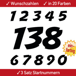 Motocross Startnummer weiss bunt Motocross MX Auto Enduro 4 5 6 7 8 9 10 11 12 13 14 15 cm