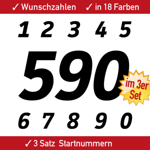 Startnummer 3 Zahl Ziffer Nummer Set Auto Motorrad Kart Motorsport Racing number 