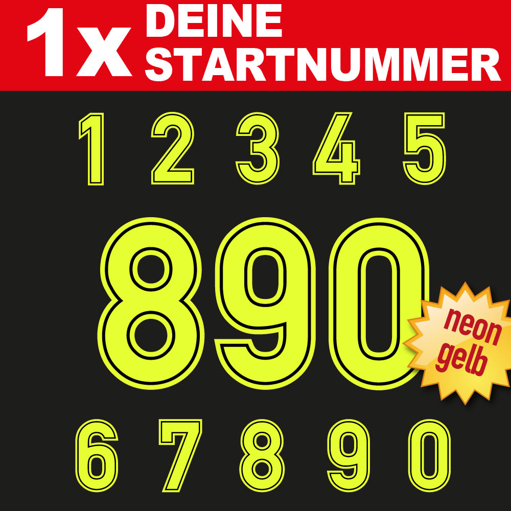 Motorrad Startnummer Rennstrecke neonpink 4 - 15 cm Motocross Zahlen neon gelb grün orange rot fluo