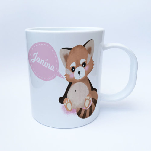 Panda Kunststofftasse mit Wunschnamen bedruckt