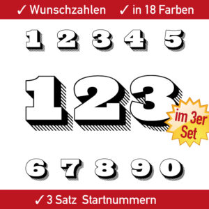 Persönliche Startnummer gestalten Ziffern Motorrad MX Motocross Auto Set 6 7 8 9 10 11 12 13 14 15 cm