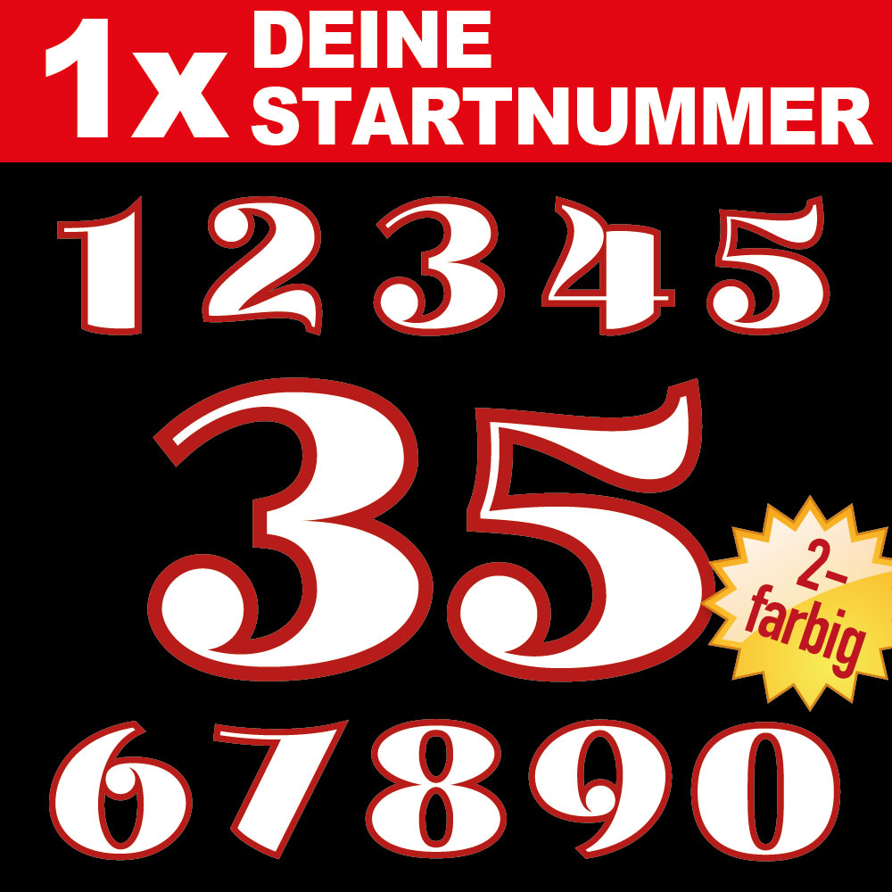 Zweifarbige Startnummer Motorrad Kart Quad Racing Ziffer Motorsport Rennen Enduro MX Auto Zahl 4 - 15 cm – Bild 4