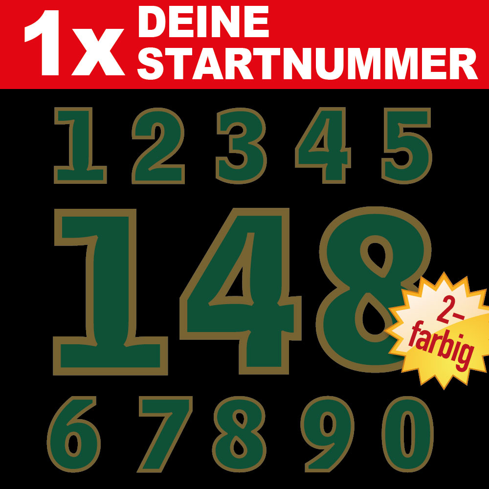 Individuelle Retro Aufkleber zweifarbig Motorrad MX Motocross Auto Heritage Look Oldschool Zahlen Ziffern 4 - 15 cm