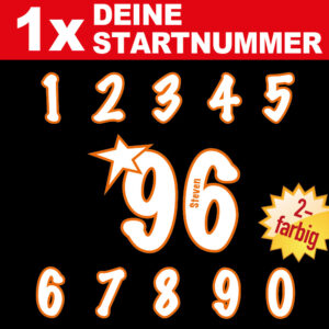 Aufkleber mit Namen Sterne Motocross Motorrad Startnummer Enduro MX Auto Ziffer Zahl zweifarbig 10 11 12 13 14 15 cm Höhe