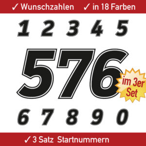 Startnummer Motorrad Rennen Motocross Zahlen MX Auto Ziffern Aufkleber 6 7 8 9 10 11 12 13 14 15 cm