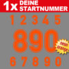 Startnummer in neonorange für den Klassik Motorsport