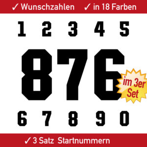 Motorrad Startnummern Aufkleber einfarbig MX Motocross Quad Kart Auto 4 5 6 7 8 9 10 11 12 13 14 15 cm