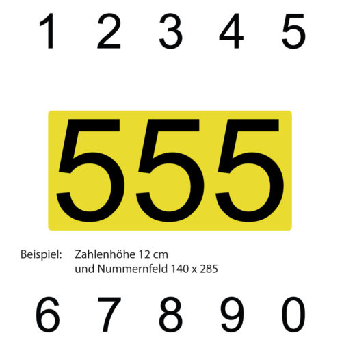 Dreistellige Kartsport Ziffern mit gelber Untergrundfolie