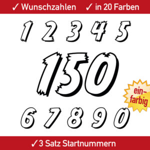 Startnummern Aufkleber Motorrad Ziffern MX Motocross Enduro RC Auto Car 4 5 6 7 8 9 10 11 12 13 14 15 cm