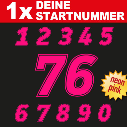 Startnummern Zahlen Set in neonpink