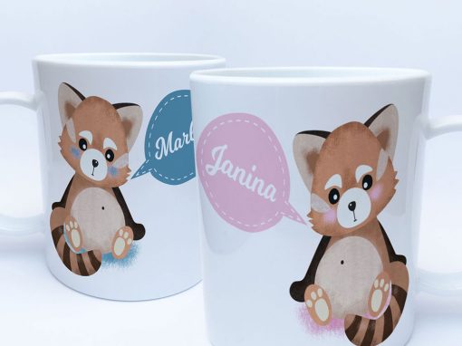 Panda Geschenke Tasse für den Kindergarten mit Name
