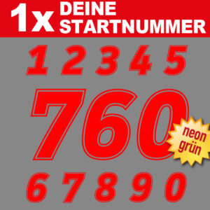 Neon Startnummern Zahlen Aufkleber 4 - 15 cm Motorrad Nummern Motocross Enduro neon Farben fluoreszierend